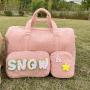 Keymay RTS Stock Winter Soft Teddy Cloth Cosmetic Bag Portable Ladies Travel Zipper Pouches Terry Plush Sherpa Make up Pouches