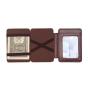 Slim magic wallet custom trifold design pu leather magic wallet for men and women with ID cards credit cards and elastic strap