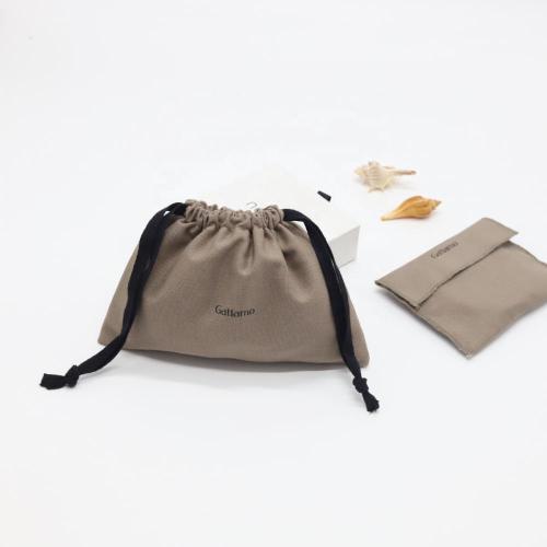 Wholesale Envelope Canvas Comb Mirror Packaging Pouch Beige Brown Cotton Makeup Cosmetic Envelope Bag