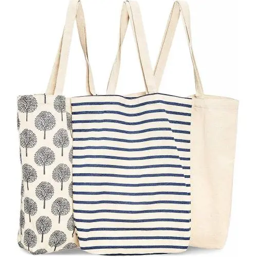 Gelory New Designer Trendy Custom Fashion Large Handle Grocery Tote Bag Reusable Cotton Grocery Shopping Tote Bags