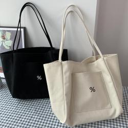 Custom Logo Thick Cotton Canvas Chic School Bag Women Lady Handbag Eco Friendly Shopping Cotton Tote Bag Shopping Bags