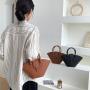 New Trend Design Advanced Handbag PU Leather Decoration Large Capacity Tote Bag Retro Style Bucket Bag