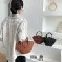 New Trend Design Advanced Handbag PU Leather Decoration Large Capacity Tote Bag Retro Style Bucket Bag