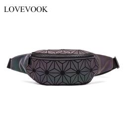 LOVEVOOK 2021 fanny pack women waist bag female belt bag for girls small purse ladies mini geometric luminous waist bag