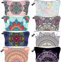 2024 Boho Style Mandala Flowers Digital Printing Zipper Cosmetic Bag Waterproof Travel Makeup Toiletry Pouch