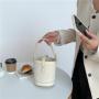 New Design Ladies Handbags PU Leather Joining Canvas Crossbody Bag Women Luxury Shoulder Bags Women's Small Hand Bucket Bags