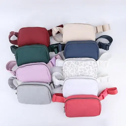 New Stock Wholesale Girls Running Sports Waist Pack Adjustable Belt Strap Zipper Waterproof Nylon Waist Bag