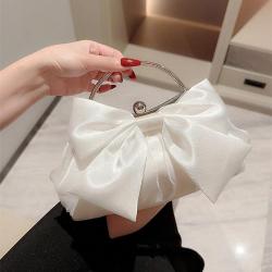 New Elegant women party clutch bags dinner dress champagne handbag evening wedding silk satin bowknot handbags for women