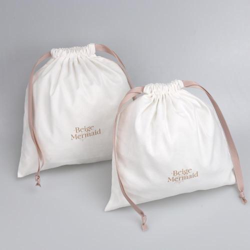 High Quality White Cotton Dust Bag For Skincare Products Custom Logo Drawstring Cosmetic Makeup Muslin Pouch