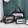 Portable Gift Makeup Holiday Pvc Wash Bag Three Piece Set Transparent PU Matte Storage Large Capacity for Women