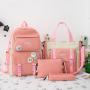 New Canvas Four Piece Schoolbag For Primary School Students High School Schoolbag Large Capacity Outdoor Travel Backpack