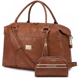 LOVEVOOK leather Travel & Sports Large Duffel Bags carry on Weekender Luggage travel Bags Zipper Bags With Shoes Compartment