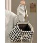 Bolsos New Fashion Ladies Tote Bag Pearl Chain Large Capacity Handbag Canvas Zipper Single Shoulder  Bag