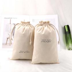 OEM Free Sample Custom Logo Printing 100% Cotton Craft Gift Packaging Muslin Drawstring Colico Dust Pouch Bag