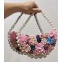 Hot Selling New Design woman Flowers and Diamond bags Beach Chic Woman Handbag Underarm Bags Fashion Pearl Chain Handbags