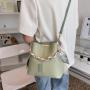 New Trending Shoulder Bag Bolsos Solid Color Bucket Bag With Silk Scarf Crossbody Bags For Women