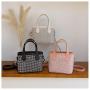 HR396 Hot Sale Diamond Simple Lightweight Handbag New Trend Women's Small Shoulder Crossbody Bag PU Leather Leisure Bucket Bag