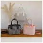 HR396 Hot Sale Diamond Simple Lightweight Handbag New Trend Women's Small Shoulder Crossbody Bag PU Leather Leisure Bucket Bag