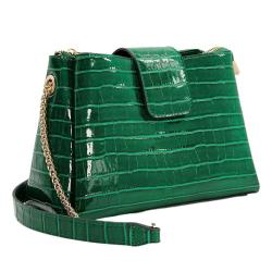 2023 New Arrival Handbag Crocodile Leather Customized Shoulder Woman Vintage Washed Bags Green Zipper Tote Bag With Gold Belt