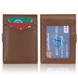 2024 New Front Pocket Men'S Wallet Thin Slim Minimalist Money Clip Wallet Pu Rfid Blocking Wallets