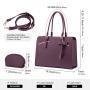 PU Leather Stylish Waterproof Briefcase Multi-Compartment Women Handbag Laptop Tote Bag with USB Port and Additional Clutch Bag