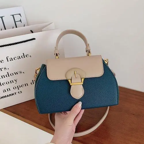 Color blocking 2024 new fashionable retro shoulder crossbody bag