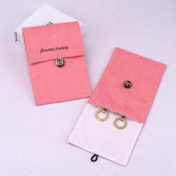 Eco-Friendly Custom Logo Printed Small Burlap Envelope Button Balaclet Gift Pouch Bag Sack Jute Linen Jewelry Pouch