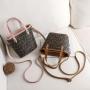 Pu leather bucket bag women messenger bags 2024 new Korean fashion trendy print shoulder crossbody bag for women