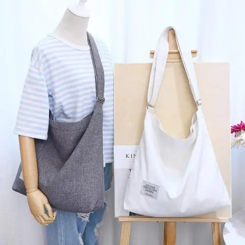 Factory Wholesale Portable Student Handbag Recycled Shopping Bag Women Shoulder Tote Canvas Bag