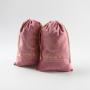 Custom Gold Logo Printed Pink Soft Velvet Drawstring Hair Wig Packaging Bag Luxury Velvet Pouch For Hair Extensions