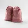 Custom Gold Logo Printed Pink Soft Velvet Drawstring Hair Wig Packaging Bag Luxury Velvet Pouch For Hair Extensions
