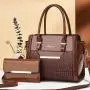 Sequin leather 2 pieces set handbags shoulder bag come with a wallet for women ladies large purses 2024