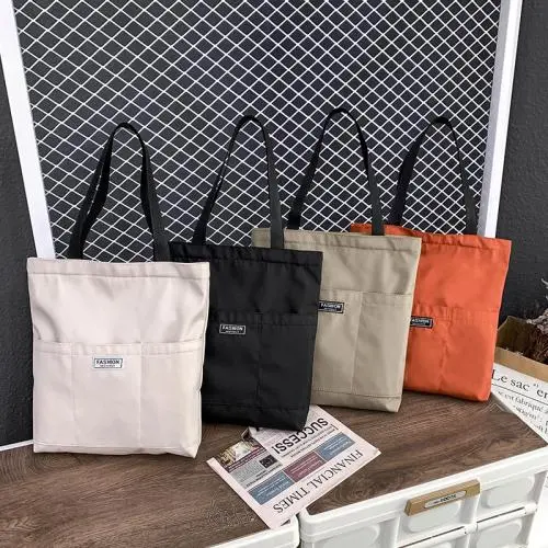 Simple Fashion Girls School Student Shoulder Handbag Multi-pocket Nylon Women Shopping Tote Bag