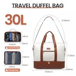 Wholesale 3pcs Travel Duffel Bag with Transparent Toiletry Pouch 30L Overnight Bags Carryon Nylon PU Luggage Weekender Bag Women