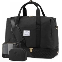 LOVEVOOK 35L 45L large Carry on Overnight Bag with Toiletry shoe Bag for Women gym weekender Hospital Travel Duffel luggae Bag