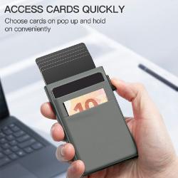 Premium Automatic Pop Up Wallet Aluminum RFID Functional Metal Slim Minimalist Credit Card Holder Minimalist for Front Pocket