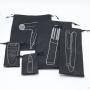 Custom Logo Printed Black Drawstring Non Woven Razor Comb Hair Stick Hair Drier Packaging Bag Non Woven Dust Pouch