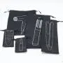 Custom Logo Printed Black Drawstring Non Woven Razor Comb Hair Stick Hair Drier Packaging Bag Non Woven Dust Pouch