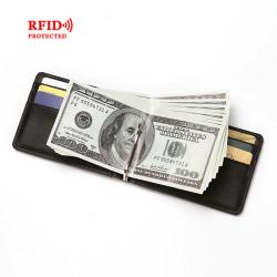 ZHF014 Creative Men's Purse PU Card Bag RFID Anti-theft Brush Dollar Clip Fashion Crazy Horse Pattern Card Set Wholesale