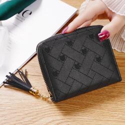 2024 popular design mini small wallet women short wallets pu leather zipper cute coin purse student embroidery wallet