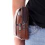 New leather multi-functional waist bag for men wearing leather belts
