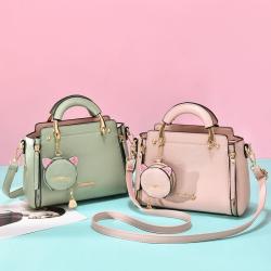 Fashion Women Hanging Decoration Characters Handbags China Wholesale PU Lady Bags Girl Pure Color Zipper bolsas para mujer