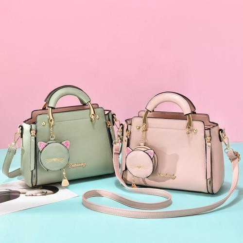 Fashion Women Hanging Decoration Characters Handbags China Wholesale PU Lady Bags Girl Pure Color Zipper bolsas para mujer