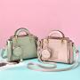 Fashion Women Hanging Decoration Characters Handbags China Wholesale PU Lady Bags Girl Pure Color Zipper bolsas para mujer