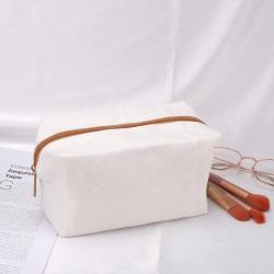 Custom Logo Printed Large Space Canvas Zipper Eye-shadow Cosmetic Brush Storage Bag Cotton Makeup Pouch