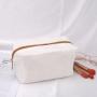 Custom Logo Printed Large Space Canvas Zipper Eye-shadow Cosmetic Brush Storage Bag Cotton Makeup Pouch