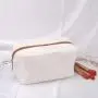 Custom Logo Printed Large Space Canvas Zipper Eye-shadow Cosmetic Brush Storage Bag Cotton Makeup Pouch