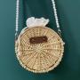 2024 Handmade Summer Straw Beach Bali Tote Bag with pearl chain Bamboo Woven Rattan bucket Bag With Pearl Handle