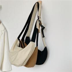 Wholesale curved moon shaped women shoulder bag fashion plain Women's messenger bag large capacity leisure ladies canvas bag
