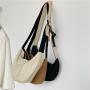 Wholesale curved moon shaped women shoulder bag fashion plain Women's messenger bag large capacity leisure ladies canvas bag